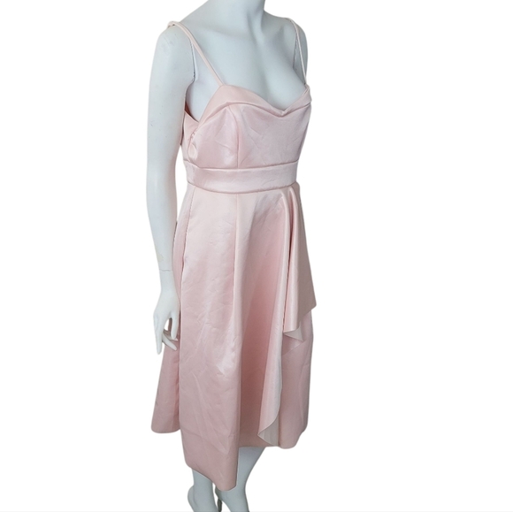 Asos Elegant Pink Satin Spaghetti Strap Wrap Dress Size 14 - Picture 3 of 11